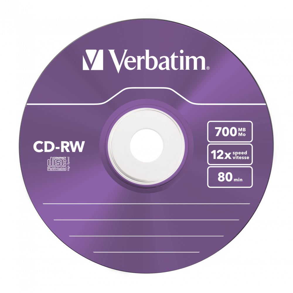 Оптический диск Verbatim CD-RW 700MB 12X Colour, Slim Case, 5 шт
