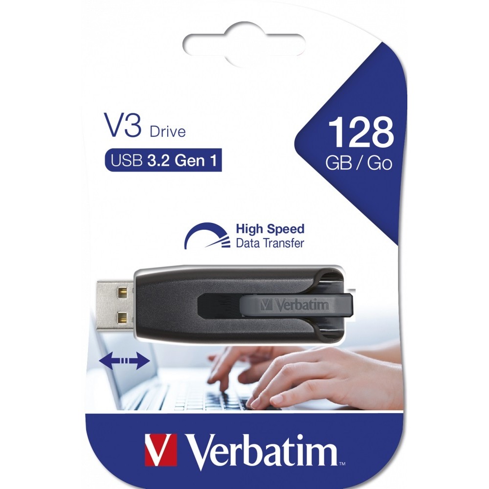 Флеш-накопитель Verbatim V3 128GB, USB 3.2 Gen1, R/W 80/25 МБ/с