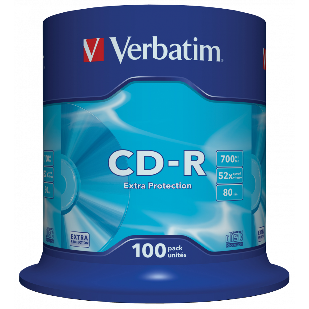 Оптический диск Verbatim CD-R 700MB 52X Extra Protection, Spindle, 100 шт