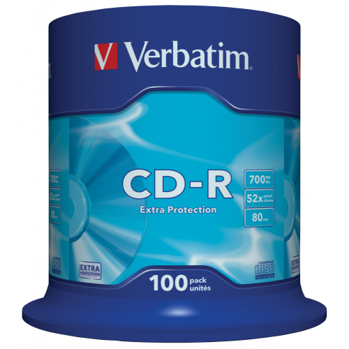 Оптический диск Verbatim CD-R 700MB 52X Extra Protection, Spindle, 100 шт