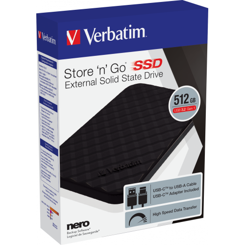 Внешний накопитель Verbatim Store 'n' Go SSD USB 3.2 Gen1 Type-C 512GB