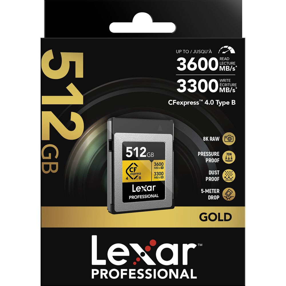 Карта памяти Lexar Professional Gold CFexpress 4.0 Type B 512GB, R/W 3600/3300 МБ/с