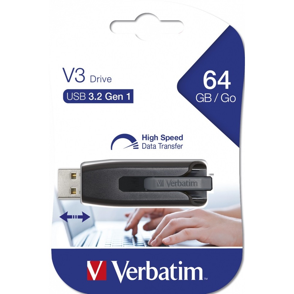 Флеш-накопитель Verbatim V3 64GB, USB 3.2 Gen1, R/W 80/25 МБ/с