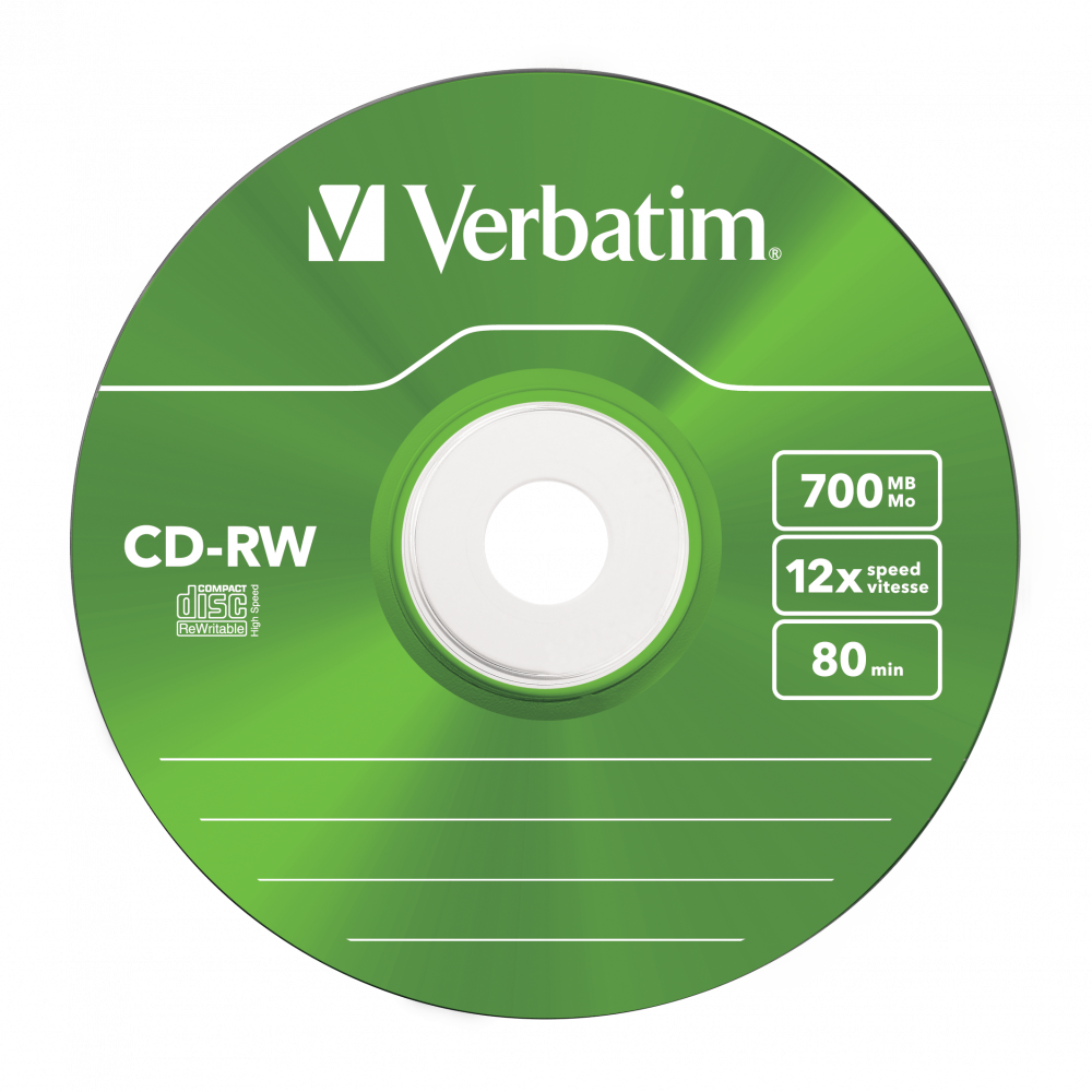 Оптический диск Verbatim CD-RW 700MB 12X Colour, Slim Case, 5 шт
