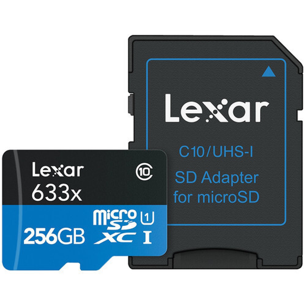 Карта памяти Lexar High-Performance 633x Blue microSDXC 256GB UHS-I U3 V30 A1, R/W 100/45 МБ/с