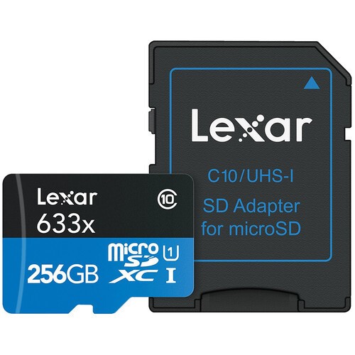 Карта памяти Lexar High-Performance 633x Blue microSDXC 256GB UHS-I U3 V30 A1, R/W 100/45 МБ/с