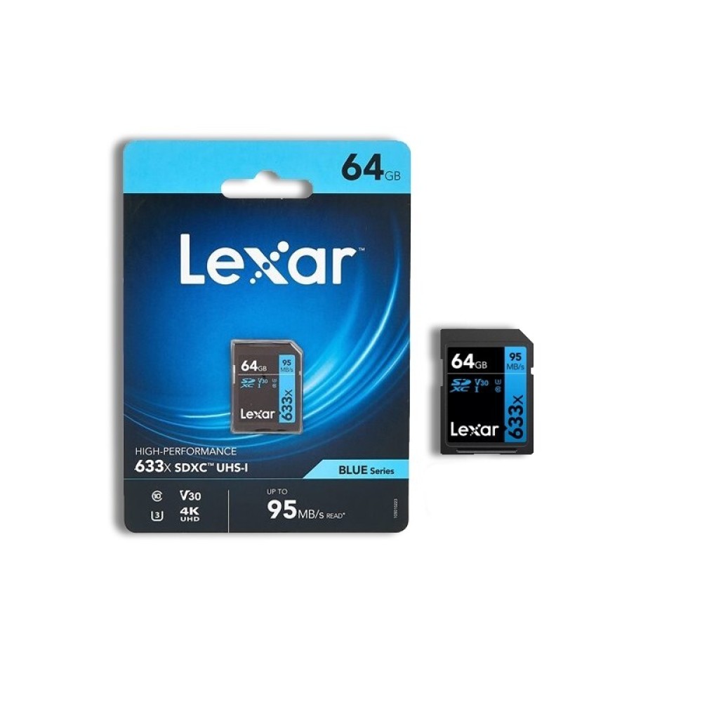 Карта памяти Lexar High-Performance 633x Blue SDXC 64GB UHS-I U3 V10, R/W 95/45 МБ/с