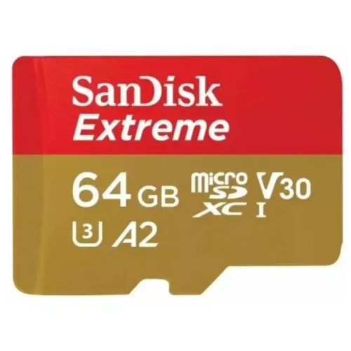 Карта памяти SanDisk Extreme microSDXC 64GB UHS-I U3 V30 A2, R/W 170/80 МБ/с для мобильных игр