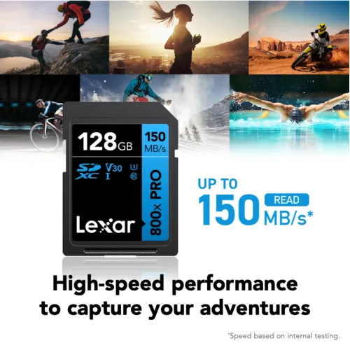 Карта памяти Lexar High-Performance 800x Blue PRO SDXC 128GB UHS-I U3 V30, R/W 150/45 МБ/с