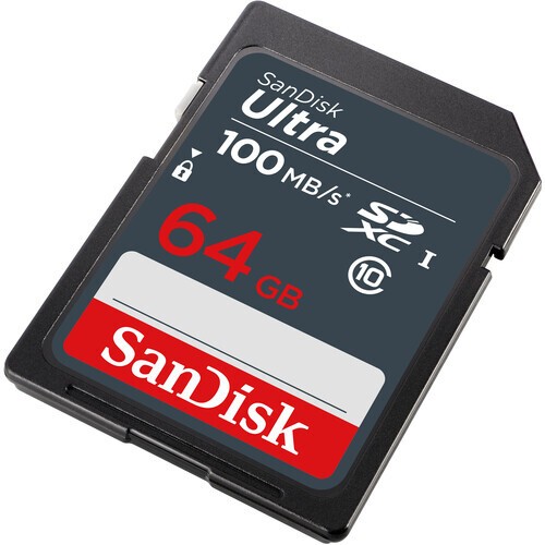Карта памяти SanDisk Ultra SDXC 64GB UHS-I, R 100 МБ/с