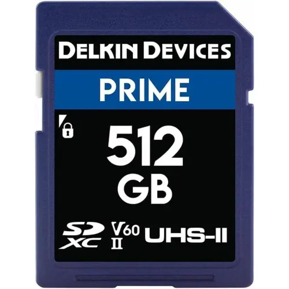 Карта памяти Delkin Devices Prime SDXC 512GB UHS-II U3 V60, R/W 280/150 МБ/с