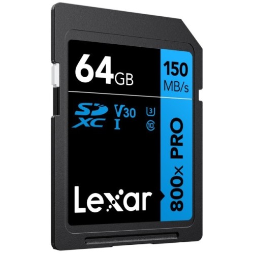 Карта памяти Lexar High-Performance 800x Blue PRO SDXC 64GB UHS-I U3 V30, R/W 150/45 МБ/с