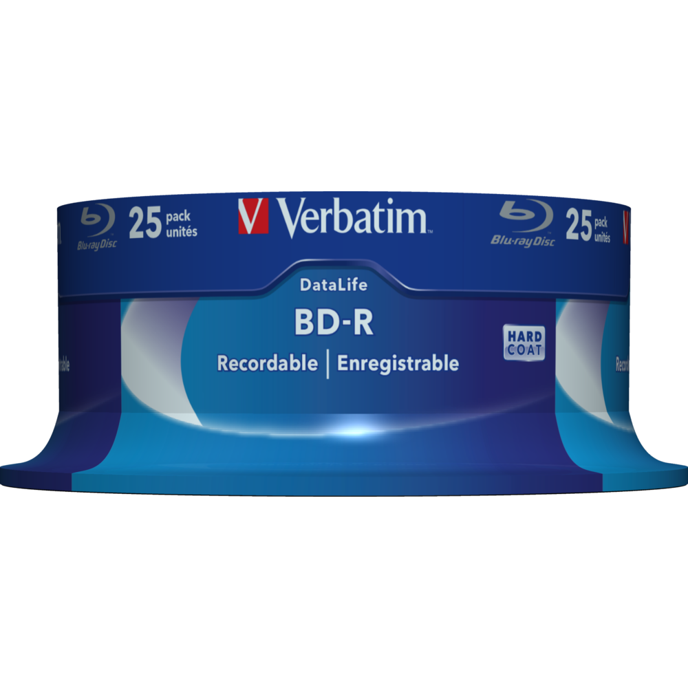 Оптический диск Verbatim BD-R SL 25GB 6X Datalife White Blue HardCoat, Spindle, 25 шт
