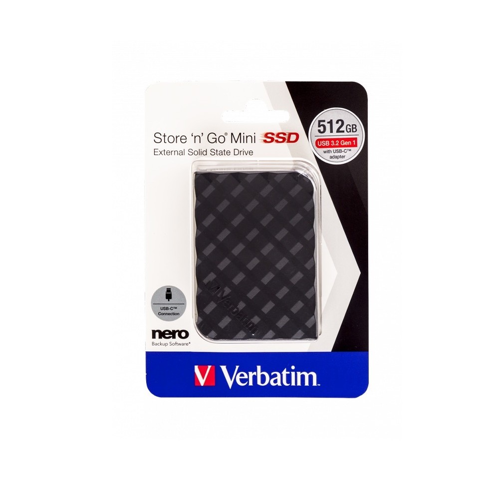 Внешний накопитель Verbatim Store 'n' Go mini SSD USB 3.2 Gen1 512GB, R/W 450/450 МБ/с