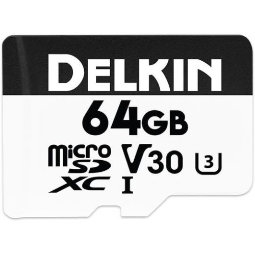 Карта памяти Delkin Devices Hyperspeed microSDXC 64GB UHS-I U3 V30, R/W 100/75 МБ/с
