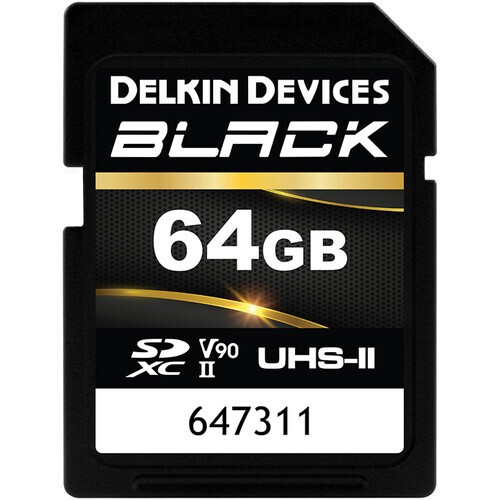 Карта памяти Delkin Devices Black SDXC 64GB UHS-II U3 V90, R/W 300/250 МБ/с