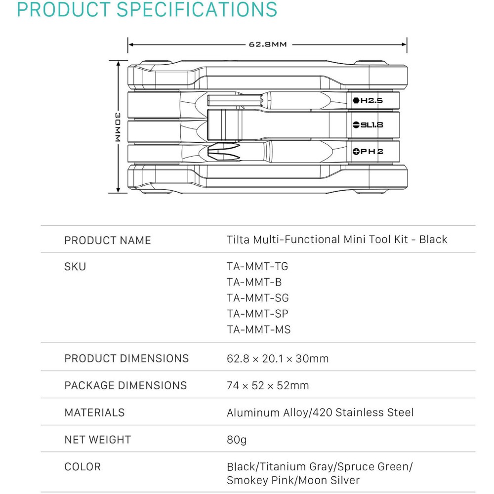 Многофункциональный мини-набор инструментов Tilta (титаново-серый)