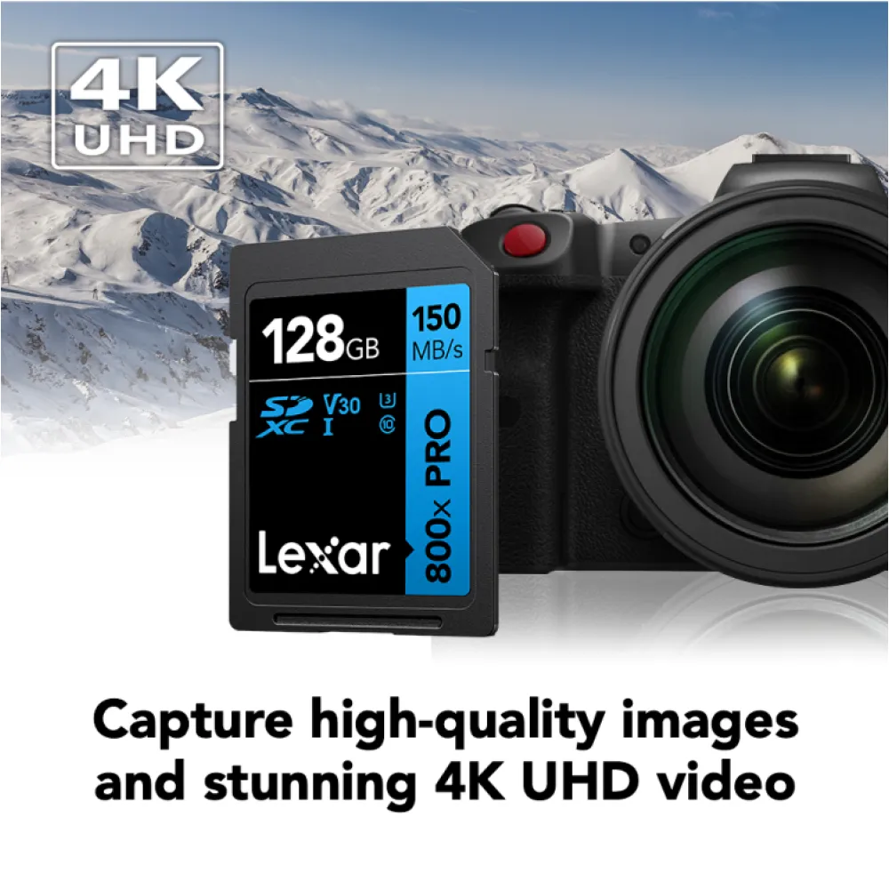 Карта памяти Lexar High-Performance 800x Blue PRO SDXC 128GB UHS-I U3 V30, R/W 150/45 МБ/с