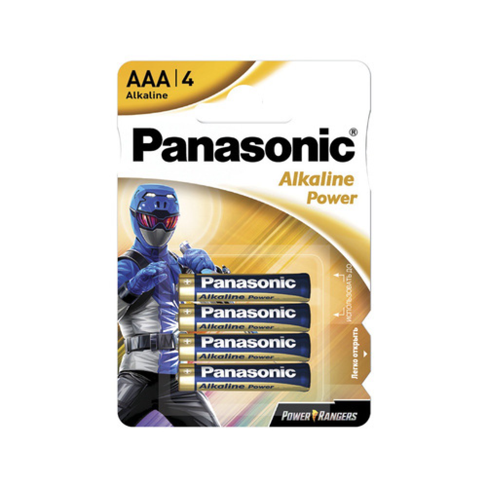 Батарейки Panasonic LR03REB/4BPRPR щелочные AAA Power Rangers Alkiline power в блистере 4шт