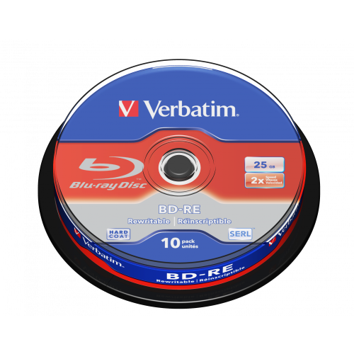 Оптический диск Verbatim BD-RE SL 25GB 2X HardCoat SERL, Spindle, 10 шт