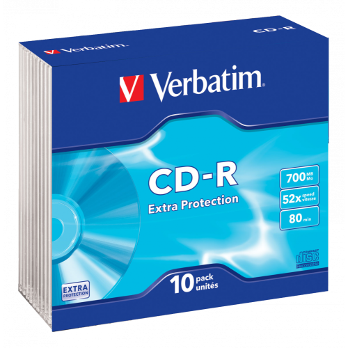Оптический диск Verbatim CD-R 700MB 52X Extra Protection, Slim Case, 10 шт