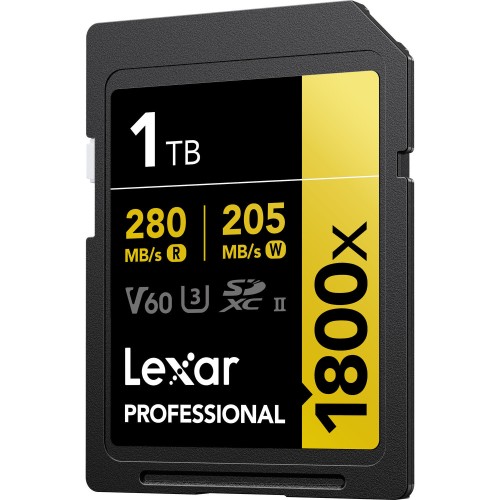 Карта памяти Lexar Professional 1800x Gold SDXC 1TB UHS-II U3 V60, R/W 280/205 МБ/с