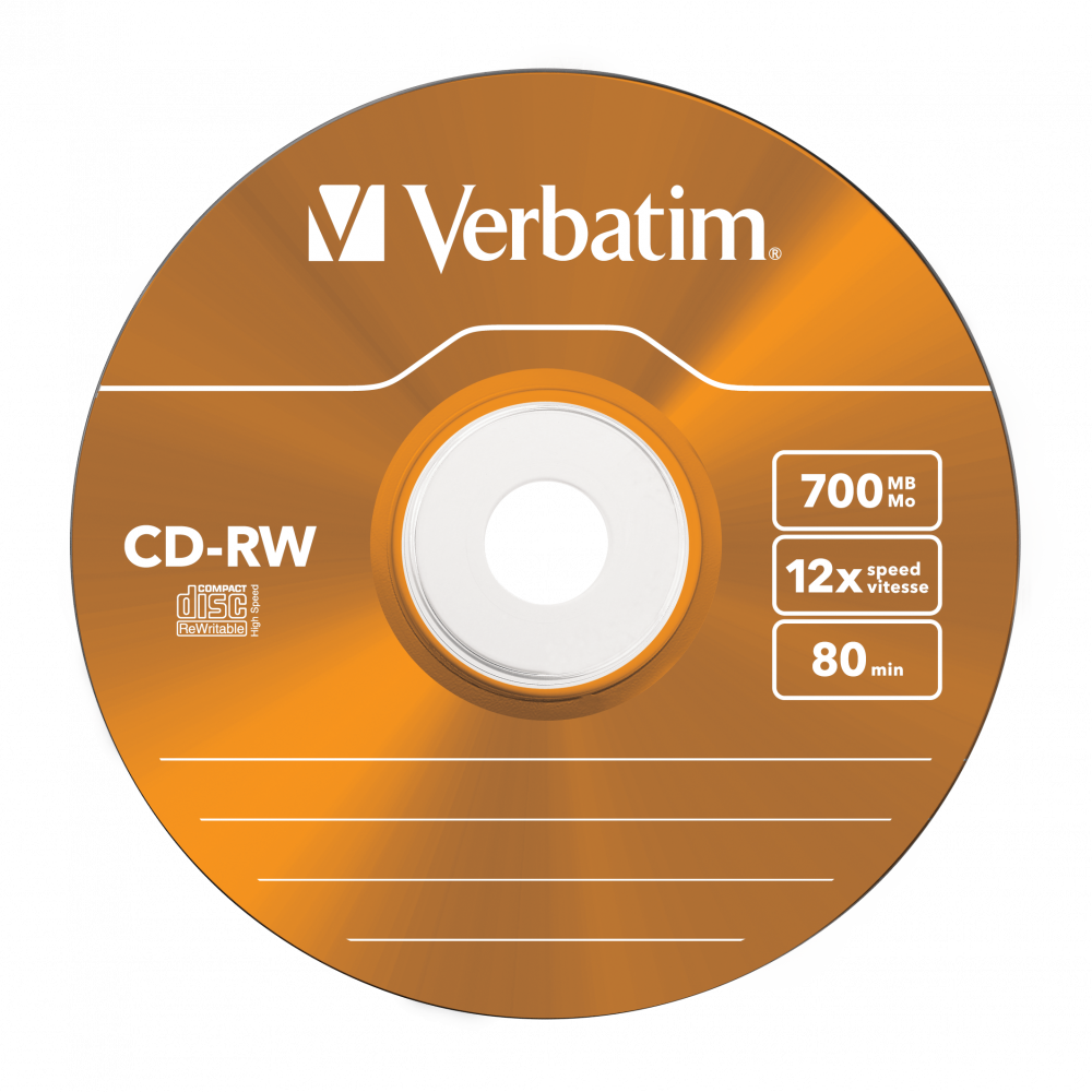 Оптический диск Verbatim CD-RW 700MB 12X Colour, Slim Case, 5 шт