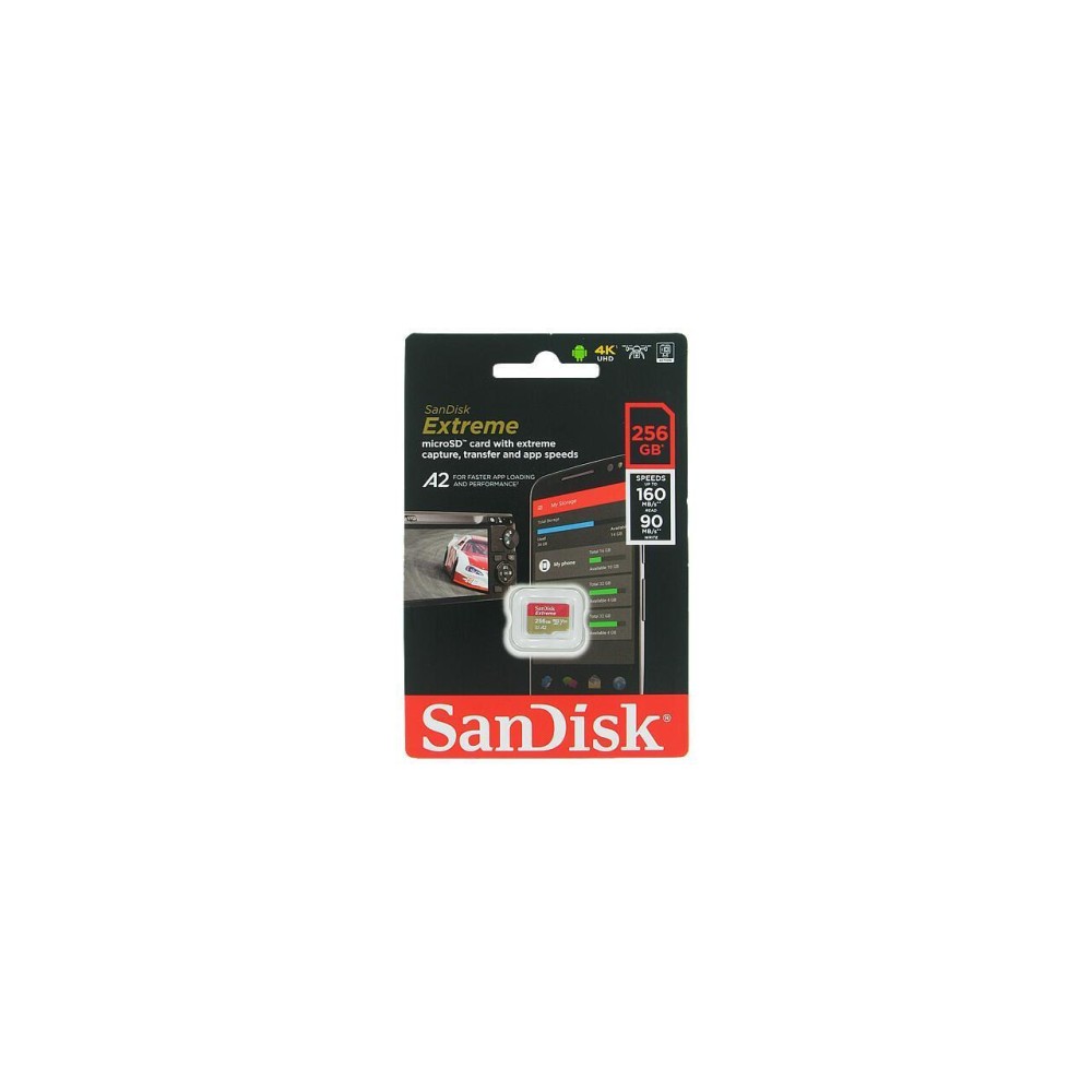 Карта памяти SanDisk Extreme microSDXC 256GB UHS-I U3 V30 A2, R/W 160/90 МБ/с
