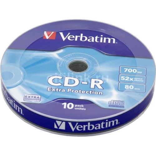 Оптический диск Verbatim CD-R 700MB 52X Extra Protection, Bulk, 10 шт